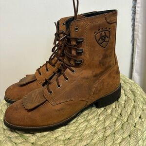 ARIAT Heritage Lacer Kiltie Brown Leather Lace Up Rustic Boots 33525
